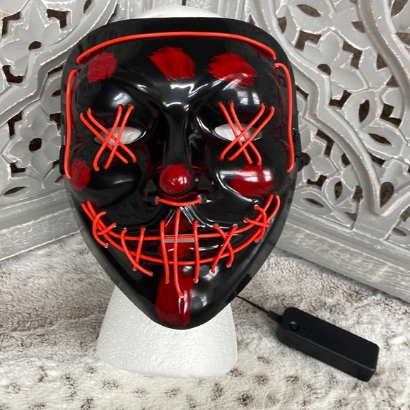 NWT! The Purge mask black red orange LED light up Halloween costume party horror - Picture 9 of 9